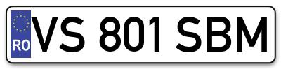 Placuta inmatriculare numar auto  VS-801-SBM, VS 801 SBM, VS801SBM