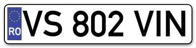 Placuta inmatriculare numar auto  VS-802-VIN, VS 802 VIN, VS802VIN