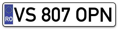 Placuta inmatriculare numar auto  VS-807-OPN, VS 807 OPN, VS807OPN