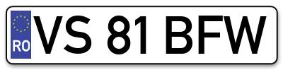Placuta inmatriculare numar auto  VS-81-BFW, VS 81 BFW, VS81BFW