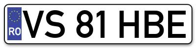Placuta inmatriculare numar auto  VS-81-HBE, VS 81 HBE, VS81HBE