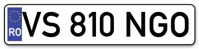 Placuta inmatriculare numar auto  VS-810-NGO, VS 810 NGO, VS810NGO