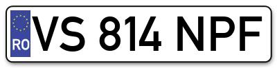 Placuta inmatriculare numar auto  VS-814-NPF, VS 814 NPF, VS814NPF