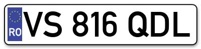 Placuta inmatriculare numar auto  VS-816-QDL, VS 816 QDL, VS816QDL