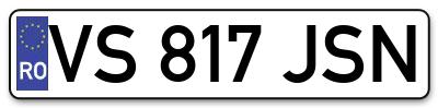 Placuta inmatriculare numar auto  VS-817-JSN, VS 817 JSN, VS817JSN