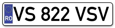 Placuta inmatriculare numar auto  VS-822-VSV, VS 822 VSV, VS822VSV