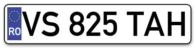 Placuta inmatriculare numar auto  VS-825-TAH, VS 825 TAH, VS825TAH