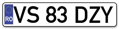 Placuta inmatriculare numar auto  VS-83-DZY, VS 83 DZY, VS83DZY