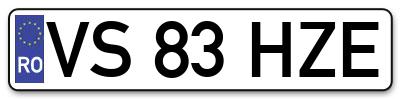 Placuta inmatriculare numar auto  VS-83-HZE, VS 83 HZE, VS83HZE