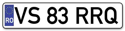 Placuta inmatriculare numar auto  VS-83-RRQ, VS 83 RRQ, VS83RRQ