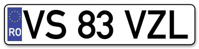 Placuta inmatriculare numar auto  VS-83-VZL, VS 83 VZL, VS83VZL