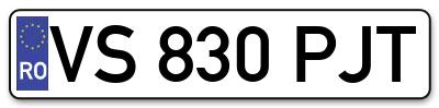 Placuta inmatriculare numar auto  VS-830-PJT, VS 830 PJT, VS830PJT