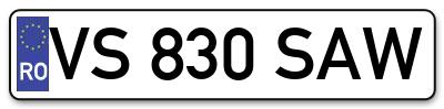 Placuta inmatriculare numar auto  VS-830-SAW, VS 830 SAW, VS830SAW