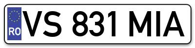 Placuta inmatriculare numar auto  VS-831-MIA, VS 831 MIA, VS831MIA