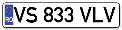 Placuta inmatriculare numar auto  VS-833-VLV, VS 833 VLV, VS833VLV