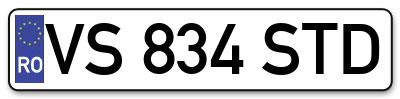 Placuta inmatriculare numar auto  VS-834-STD, VS 834 STD, VS834STD