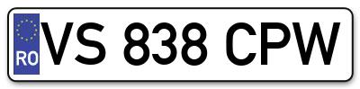 Placuta inmatriculare numar auto  VS-838-CPW, VS 838 CPW, VS838CPW
