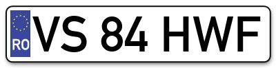 Placuta inmatriculare numar auto  VS-84-HWF, VS 84 HWF, VS84HWF