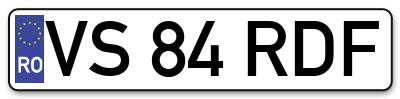 Placuta inmatriculare numar auto  VS-84-RDF, VS 84 RDF, VS84RDF