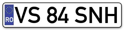 Placuta inmatriculare numar auto  VS-84-SNH, VS 84 SNH, VS84SNH