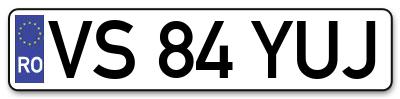 Placuta inmatriculare numar auto  VS-84-YUJ, VS 84 YUJ, VS84YUJ