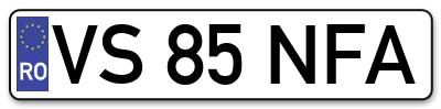 Placuta inmatriculare numar auto  VS-85-NFA, VS 85 NFA, VS85NFA