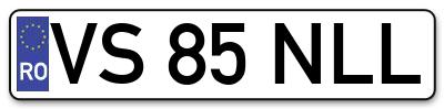 Placuta inmatriculare numar auto  VS-85-NLL, VS 85 NLL, VS85NLL