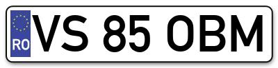 Placuta inmatriculare numar auto  VS-85-OBM, VS 85 OBM, VS85OBM