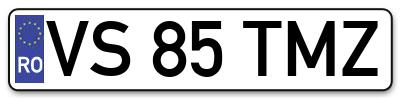 Placuta inmatriculare numar auto  VS-85-TMZ, VS 85 TMZ, VS85TMZ