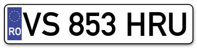 Placuta inmatriculare numar auto  VS-853-HRU, VS 853 HRU, VS853HRU