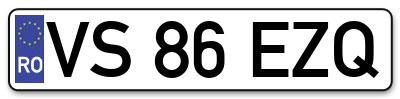 Placuta inmatriculare numar auto  VS-86-EZQ, VS 86 EZQ, VS86EZQ