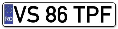 Placuta inmatriculare numar auto  VS-86-TPF, VS 86 TPF, VS86TPF