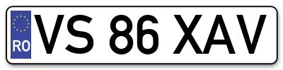 Placuta inmatriculare numar auto  VS-86-XAV, VS 86 XAV, VS86XAV