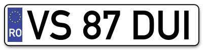 Placuta inmatriculare numar auto  VS-87-DUI, VS 87 DUI, VS87DUI