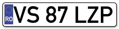 Placuta inmatriculare numar auto  VS-87-LZP, VS 87 LZP, VS87LZP