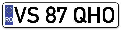 Placuta inmatriculare numar auto  VS-87-QHO, VS 87 QHO, VS87QHO