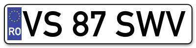 Placuta inmatriculare numar auto  VS-87-SWV, VS 87 SWV, VS87SWV