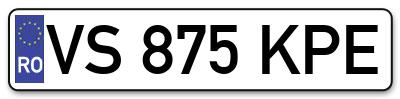 Placuta inmatriculare numar auto  VS-875-KPE, VS 875 KPE, VS875KPE