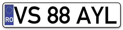 Placuta inmatriculare numar auto  VS-88-AYL, VS 88 AYL, VS88AYL