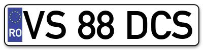 Placuta inmatriculare numar auto  VS-88-DCS, VS 88 DCS, VS88DCS