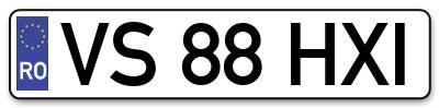 Placuta inmatriculare numar auto  VS-88-HXI, VS 88 HXI, VS88HXI
