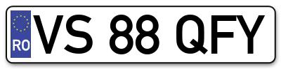 Placuta inmatriculare numar auto  VS-88-QFY, VS 88 QFY, VS88QFY