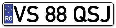 Placuta inmatriculare numar auto  VS-88-QSJ, VS 88 QSJ, VS88QSJ