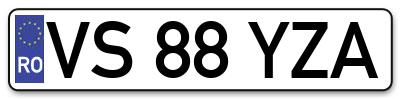 Placuta inmatriculare numar auto  VS-88-YZA, VS 88 YZA, VS88YZA