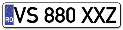 Placuta inmatriculare numar auto  VS-880-XXZ, VS 880 XXZ, VS880XXZ