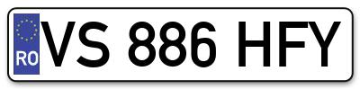 Placuta inmatriculare numar auto  VS-886-HFY, VS 886 HFY, VS886HFY