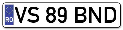 Placuta inmatriculare numar auto  VS-89-BND, VS 89 BND, VS89BND