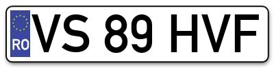 Placuta inmatriculare numar auto  VS-89-HVF, VS 89 HVF, VS89HVF