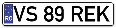 Placuta inmatriculare numar auto  VS-89-REK, VS 89 REK, VS89REK