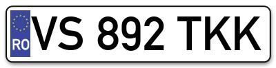 Placuta inmatriculare numar auto  VS-892-TKK, VS 892 TKK, VS892TKK